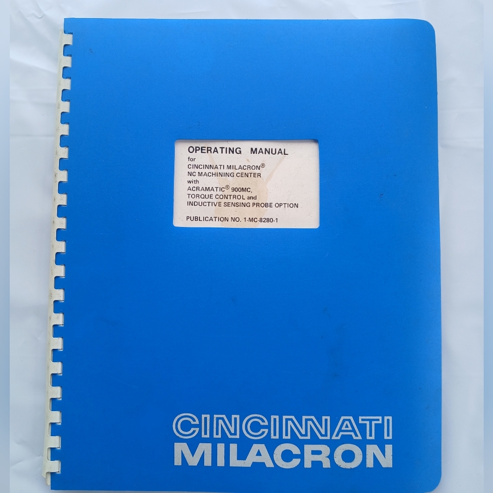 Cincinnati Milacron Blue Operating Manual